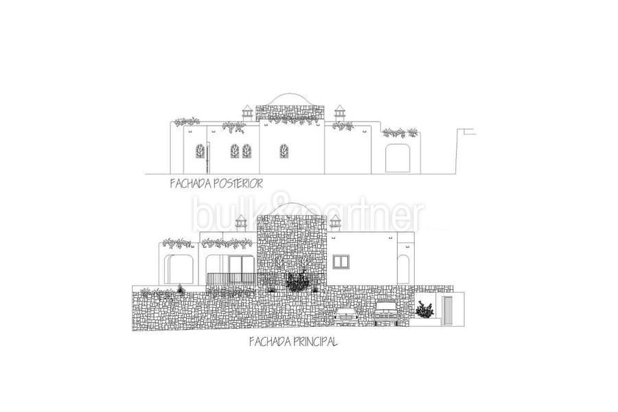 Ibiza-Style Villa mit Meerblick in Moraira El Portet - Grundriss Seitenansicht - ID: 5500022 - Architekt Joaquín Lloret