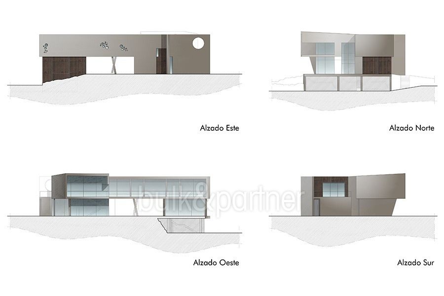 Moderne Design Luxusvilla in Benidorm Sierra Dorada - Grundriss Seitenansicht - ID: 5500052