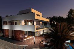 Moderne Luxusvilla in Moraira El Portet - Bei Nacht - ID: 5500658 - Architekt Joaquín Lloret