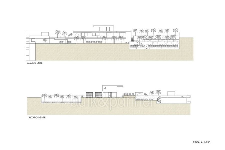 Neubau Luxusvilla direkt am Meer in Moraira El Portet - Grundriss Seitenansicht - ID: 5500657 - Architekt Joaquín Lloret