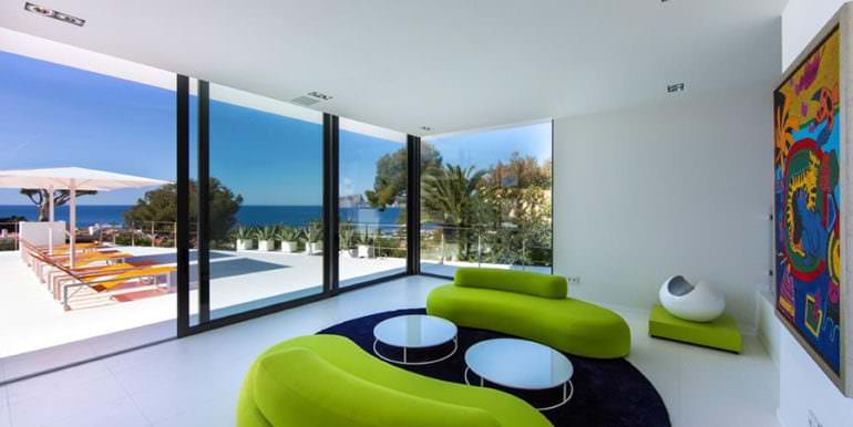 New villa in minimalist style with sea views in Moraira El Portet - Living area with sea views - ID: 5500633 - Architect Carlos Gilardi (Equipo Digitalarq S.L.) - Photographer: Michael van Oosten