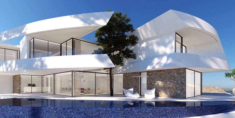 Design villa with sea views in Altéa Hills - Villa and pool terrace - ID: 5500667 - Architect Ramón Gandia Brull (RGB Arquitectos)