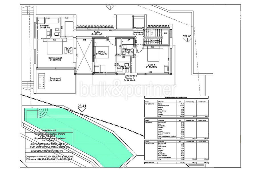 First line luxury villa in Benissa Cala Advocat - Floor plan top floor - ID: 5500674