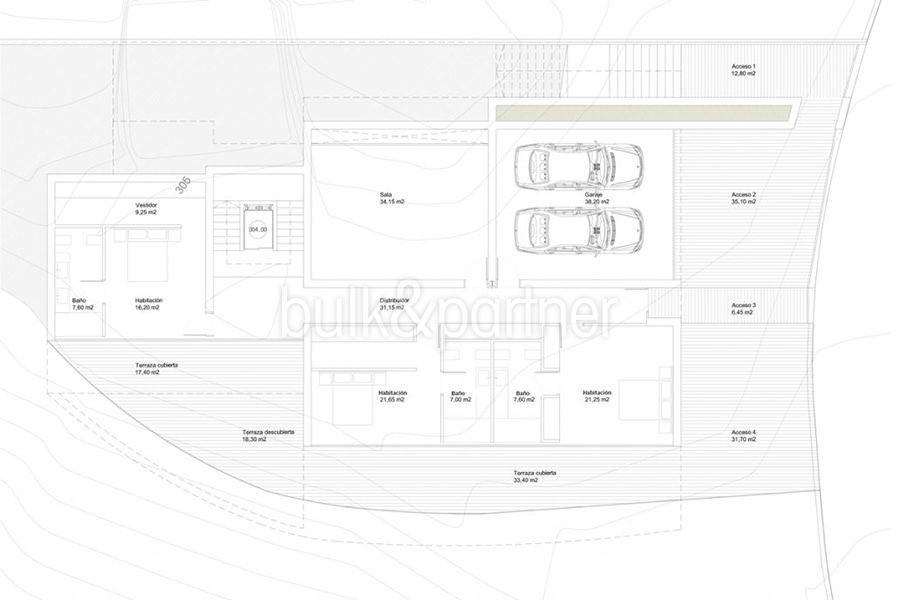 Luxusvilla mit perfektem Meerblick in Altéa Hills - Grundriss Untergeschoss und Garage - ID: 5500669 - Architekt Ramón Gandia Brull (RGB Arquitectos)