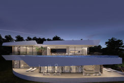 Luxury villa with stunning sea views in Altéa Hills - Front and pool illuminated - ID: 5500669 - Architect Ramón Gandia Brull