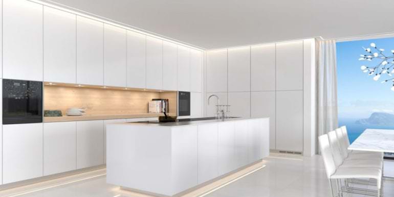 Luxusvilla mit perfektem Meerblick in Altéa Hills - Küche und Essbereich mit Meerblick - ID: 5500669 - Architekt Ramón Gandia Brull (RGB Arquitectos)