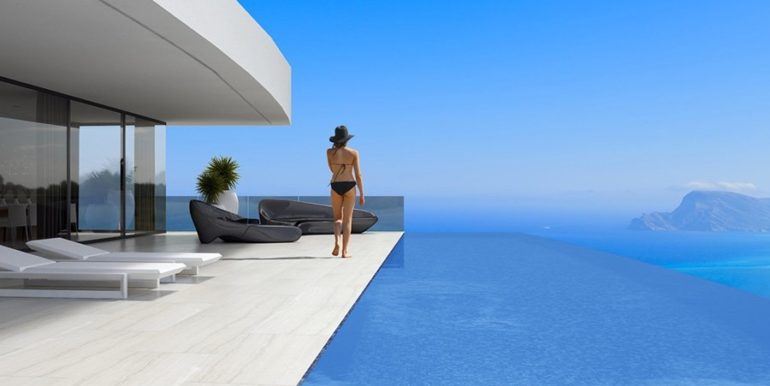 Luxusvilla mit perfektem Meerblick in Altéa Hills - Pool Terrasse mit Meerblick - ID: 5500669 - Architekt Ramón Gandia Brull (RGB Arquitectos)
