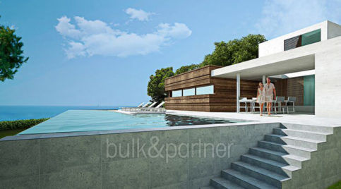 Moderna villa de lujo frente al mar en Moraira Cala Andragó - Terraza de la piscina con vistas al mar - ID: 5500673 - Arquitecto Luís Manuel Ferrer Obanos