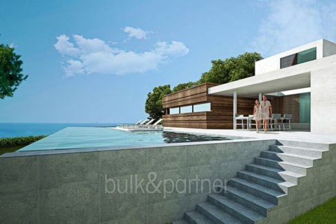 Moderne erste Meereslinie Luxusvilla in Moraira Cala l’Andragó - Pool Terrasse mit Meerblick - ID: 5500673 - Architekt Luís Manuel Ferrer Obanos