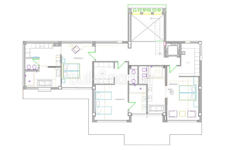 Neue Luxusvilla in bester Wohnlage in Moraira Cap Blanc - Grundriss Obergeschoss - ID: 5500665