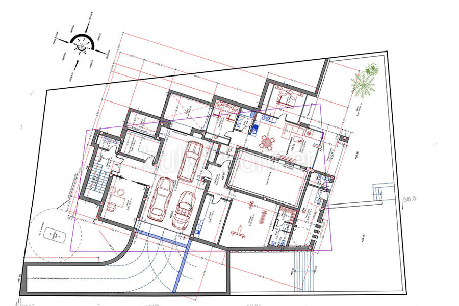 Neue minimalistische Villa mit Meerblick in Moraira El Portet - Grundriss Untergeschoss - ID: 5500663 - Architekt Carlos Gilardi (Equipo Digitalarq S.L.) - Villa CAWOW