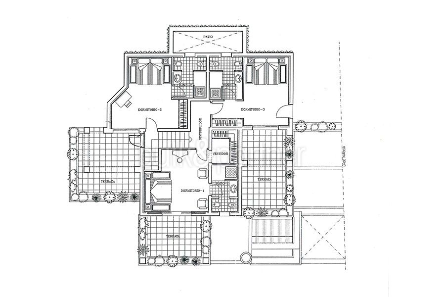 Exceptional ibiza style luxury villa in Moraira El Portet - Floor plan second floor - ID: 5500687 - Architect Joaquín Lloret