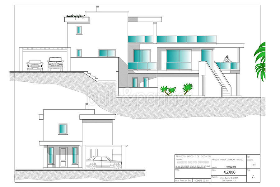 Seafront luxury villa in Benissa Cala Advocat - Floor plan facade back and right - ID: 5500677