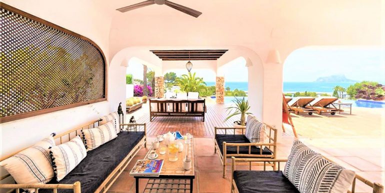 Ibizan luxury villa with harbour/sea view in Moraira Portichol/Club Náutico - Covered terrace - ID: 5500688 - Architect Joaquín Lloret
