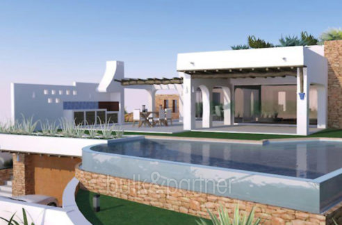 Villa de lujo ibicenca en una ubicación privilegiada en Moraira Portichol/Club Náutico - Terraza de la piscina y barbacoa - ID: 5500691 - Arquitecto Joaquín Lloret