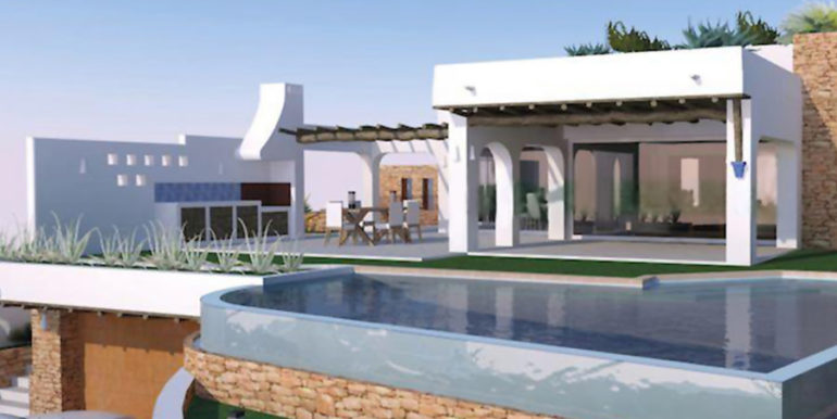 Ibizenkische Luxusvilla in Toplage in Moraira Portichol/Club Náutico - Pool Terrasse und Grillplatz - ID: 5500691 - Architekt Joaquín Lloret