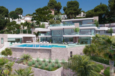 Luxusvilla in erster Meeresline mit privatem Strandzugang in Moraira Cap Blanc - Villa von vorne - ID: 5500694