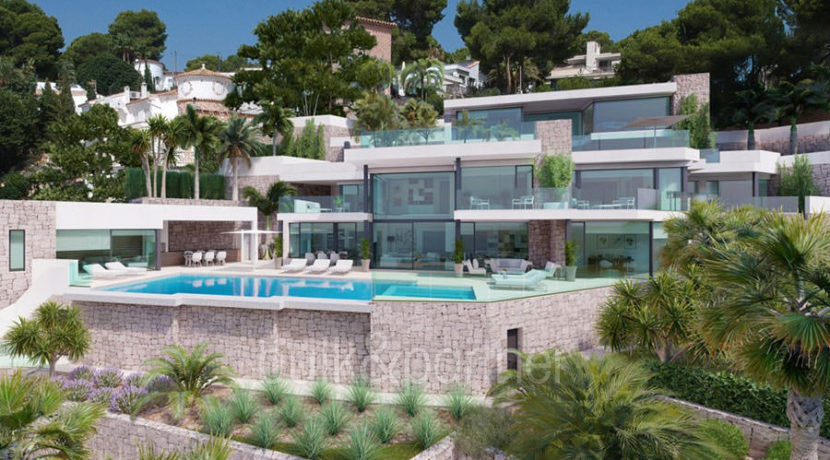 First line luxury villa with private beach access in Moraira Cap Blanc - Villa frontal - ID: 5500694