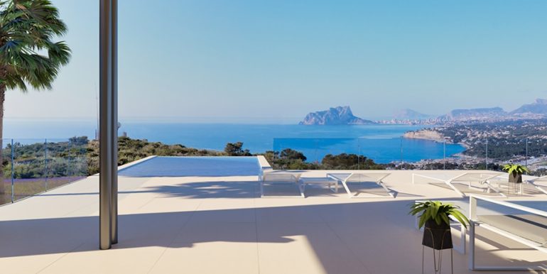 Modern luxury villa with fantastic sea views in Moraira El Portet - Pool and pool terrace with sea views - ID: 5500696