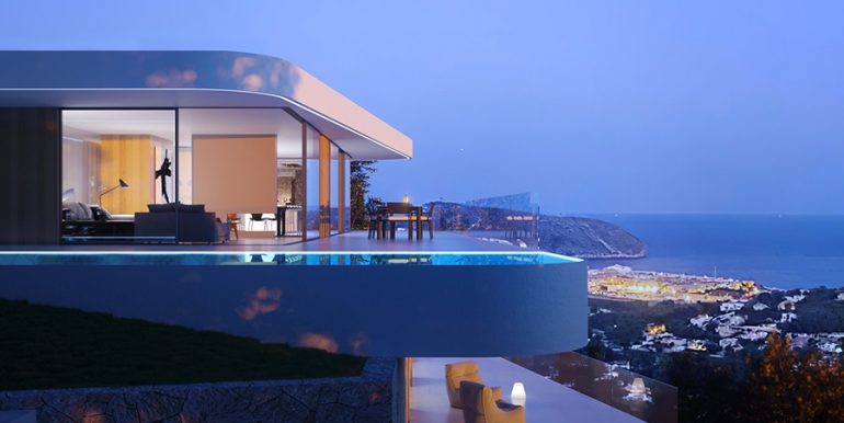 Lujosa villa con increíbles vistas al mar en Moraira Benimeit - Vista al mar de noche - ID: 5500697 - Arquitecto CÍRCULOAZU