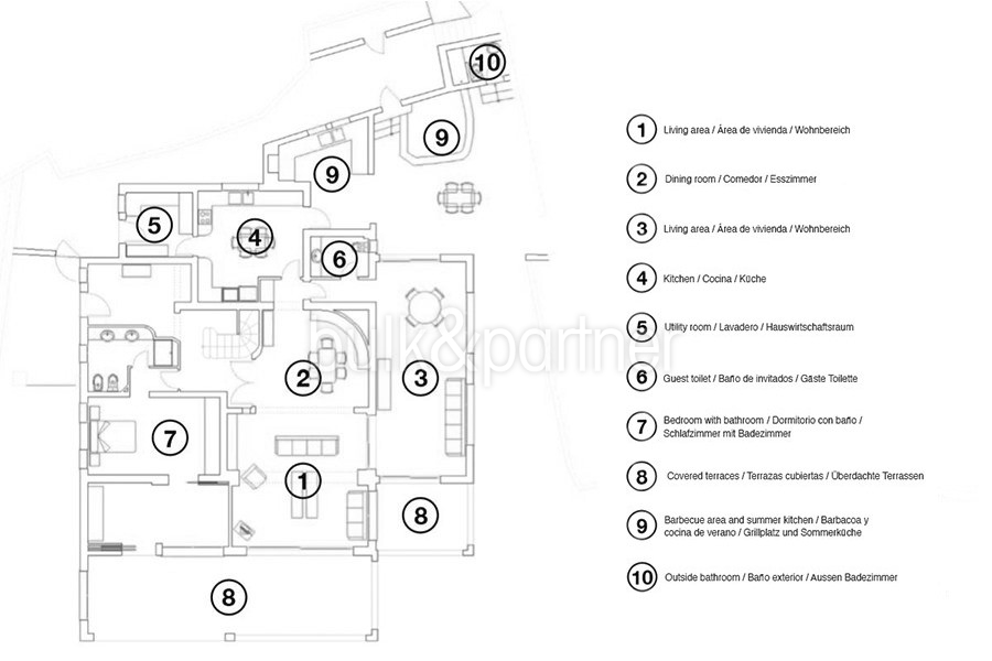 Frontline villa in Benissa Les Bassetes - Floor plan ground floor - ID: 5500695
