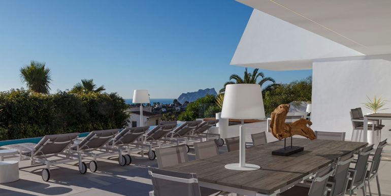 Luxury villa with perfect sea views in Moraira Benimeit - Pool terrace with sea views - ID: 5500670 - Architect Ramón Gandia Brull (RGB Arquitectos)