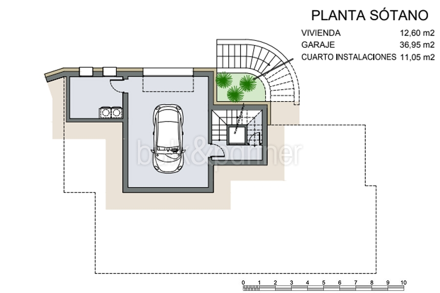 Ibiza style luxury villa in Moraira El Portet - Floor plan basement + garage - ID: 5500700 - Architect Joaquín Lloret