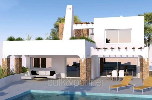 Villa de lujo de estilo ibicenco en Moraira El Portet - Gran terraza de la piscina - ID: 55007005500001 - Arquitecto Joaquín Lloret