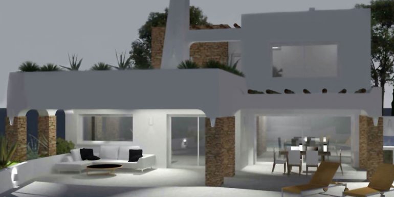 Ibiza Style Luxusvilla in Moraira El Portet - Große Poolterrasse beleuchtet - ID: 5500700 - Architekt Joaquín Lloret
