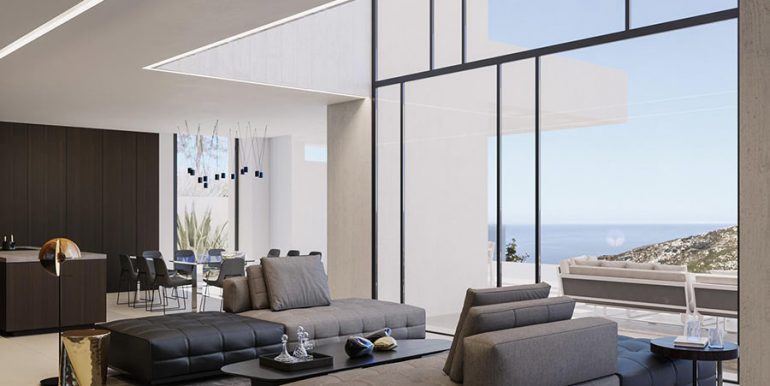 Large luxury villa overlooking the bay in Jávea Granadella - Living area with pool terrace and sea views - ID: 5500701 - Architecture by Pepe Giner Arquitectos