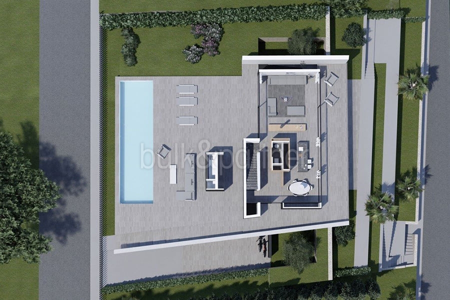 Design luxury villa with sea views in Moraira El Portet - 3D plan ground floor - ID: 5500702