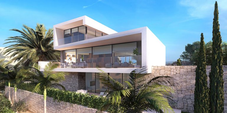Design-Luxusvilla mit Meerblick in Moraira El Portet - Villa Gesamt und Garten - ID: 5500702