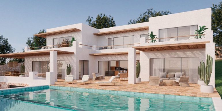 Project for an Ibiza style villa in a prime location with sea views in Moraira El Portet - Pool terrace - ID: 5500704