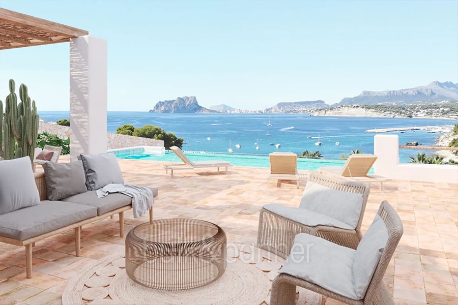 Projekt für eine Ibiza-Style Villa in Bestlage mit Meerblick in Moraira