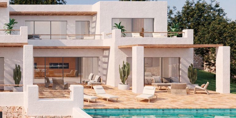 Proyecto de villa de estilo ibicenco en una ubicación privilegiada con vistas al mar en Moraira El Portet - Ampliación de imagen terraza piscina - ID: 5500704